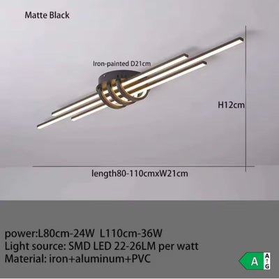 Plafonnier Moderne Led Minimaliste Barre Lumineuse Mahil