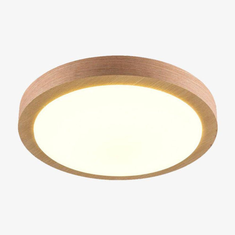 Plafonnier Moderne Led Rond en Bois Style Nordique - Lumiine
