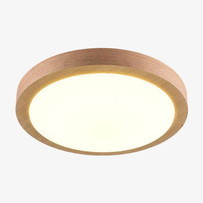 Plafonnier Moderne Led Rond en Bois Style Nordique - Lumiine
