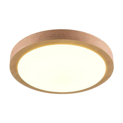 Plafonnier Moderne Led Rond en Bois Style Nordique - Lumiine

