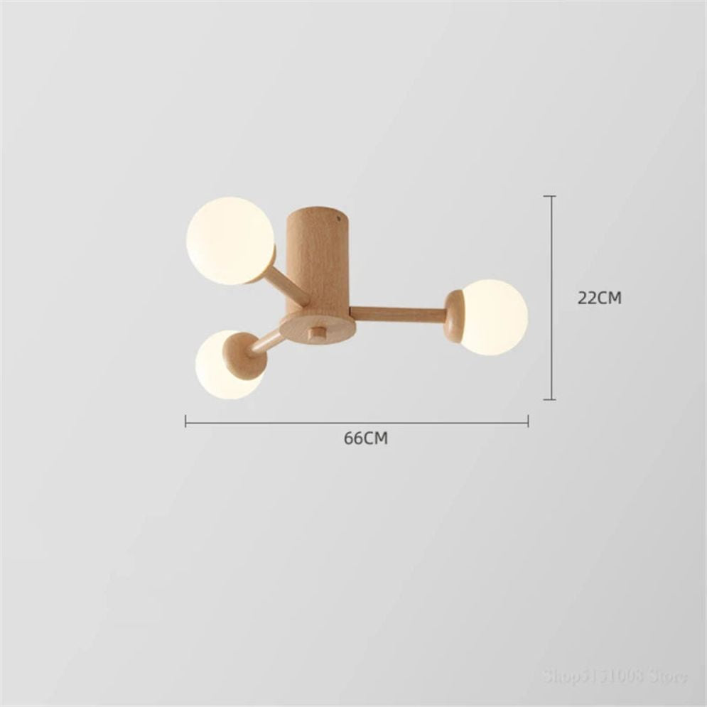 Plafonnier Nordique Moderne en Bois à Led pour Chambre - Lumiine