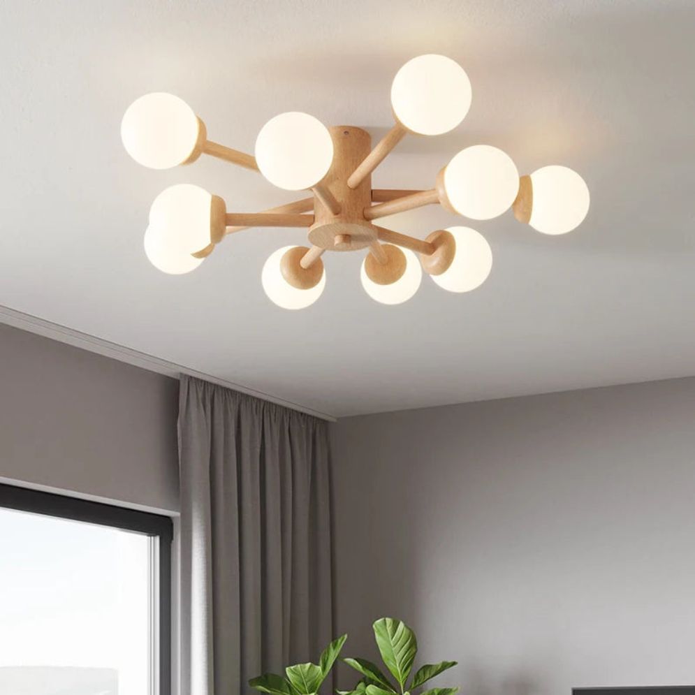 Plafonnier Nordique Moderne en Bois à Led pour Chambre - Lumiine