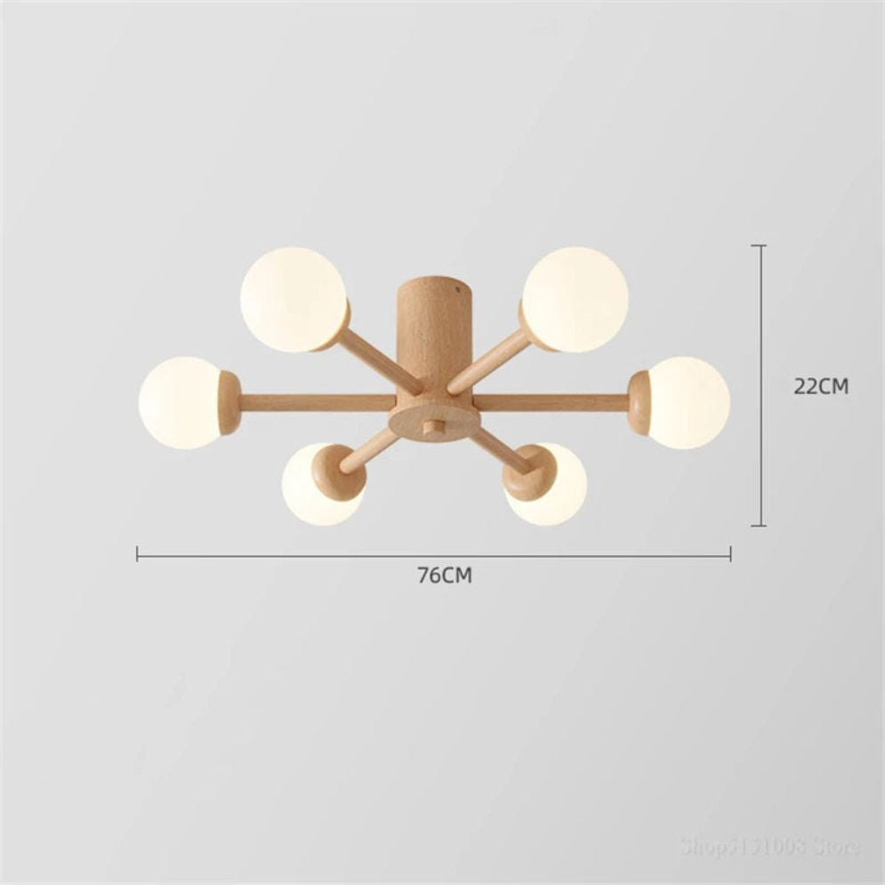 Plafonnier Nordique Moderne en Bois à Led pour Chambre - Lumiine