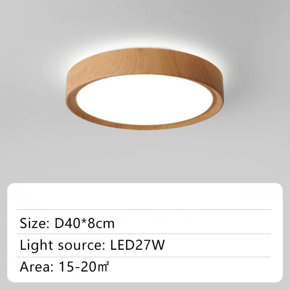 Plafonnier Rond en Bois au Design Moderne - Lumiine