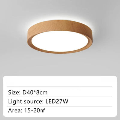 Plafonnier Rond en Bois au Design Moderne - Lumiine