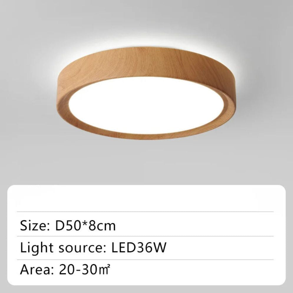 Plafonnier Rond en Bois au Design Moderne - Lumiine
