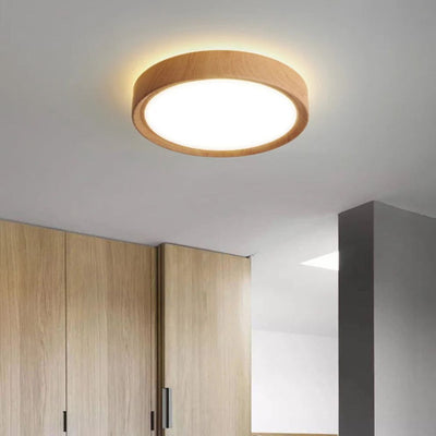 Plafonnier Rond en Bois au Design Moderne - Lumiine