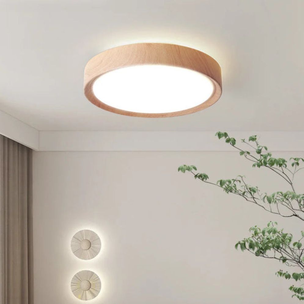 Plafonnier Rond en Bois au Design Moderne - Lumiine