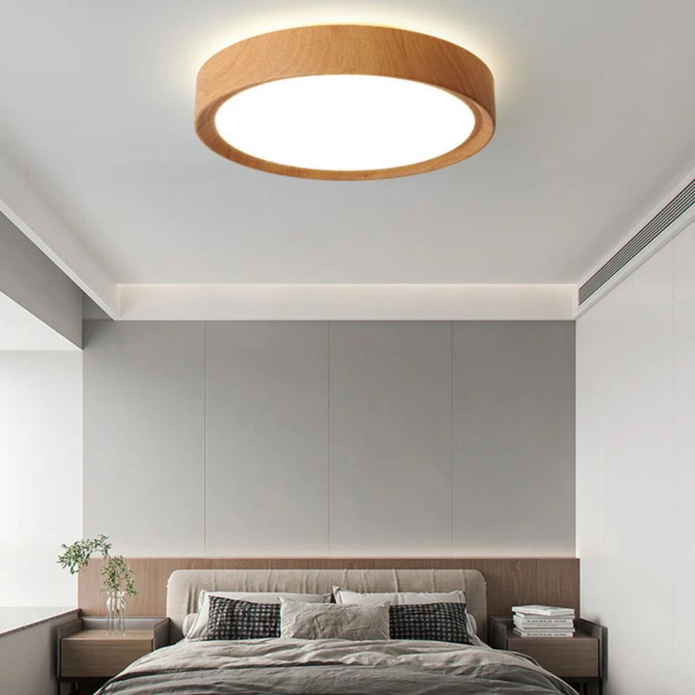 Plafonnier Rond en Bois au Design Moderne