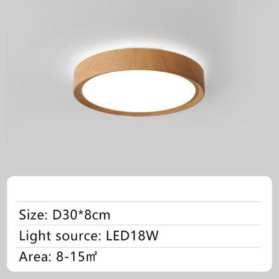 Plafonnier Rond en Bois au Design Moderne - Lumiine