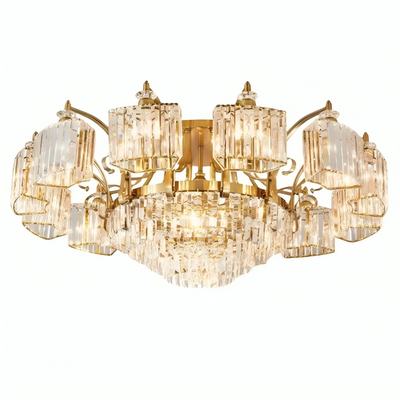 Plafonnier Vintage avec Abat-Jour Géométrique en Verre Reway - Lumiine