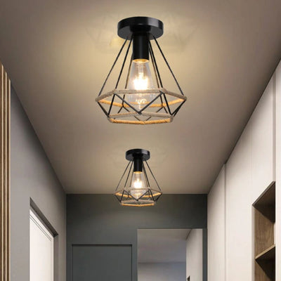 Plafonniers Vintage Noirs avec Lampes en Cage - Lumiine