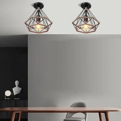 Plafonniers Vintage Noirs avec Lampes en Cage - Lumiine
