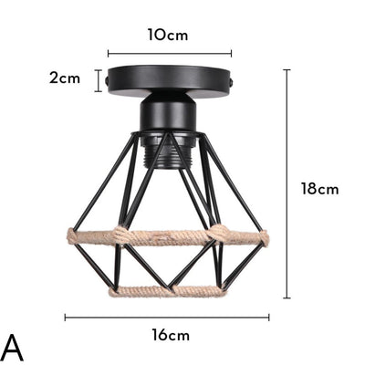 Plafonniers Vintage Noirs avec Lampes en Cage - Lumiine