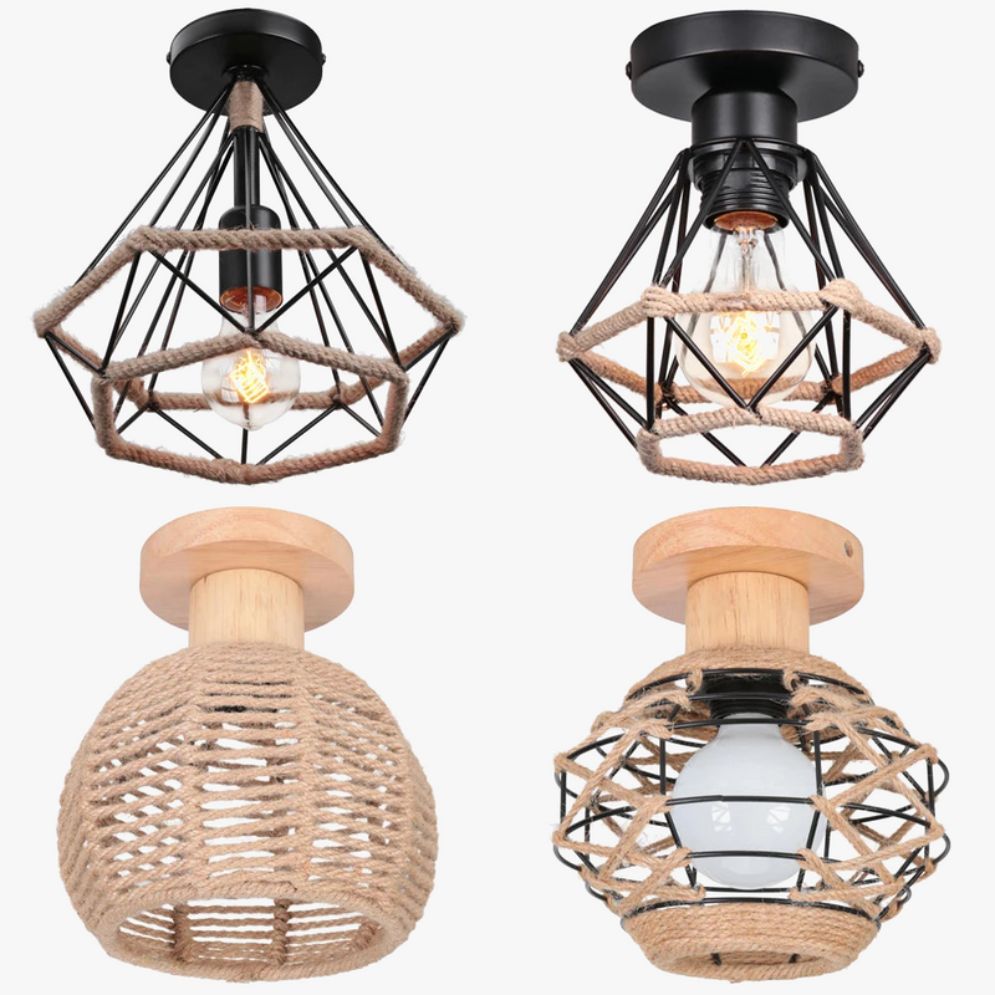 Plafonniers Vintage Noirs avec Lampes en Cage - Lumiine