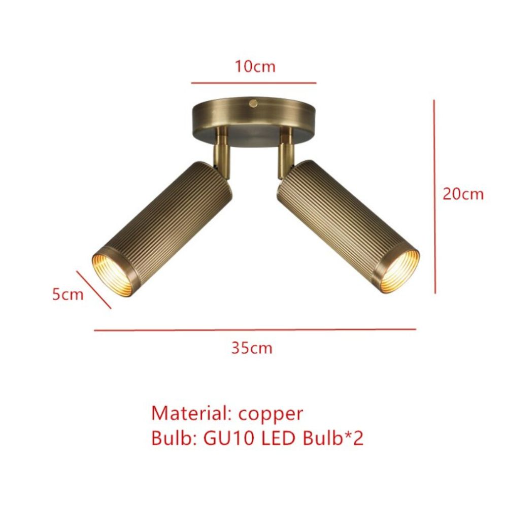 Spot de Plafond en Cuivre Long Tube Pivotant Encastré led