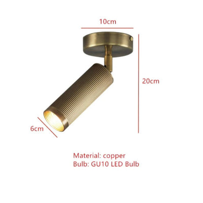 Spot de Plafond en Cuivre Long Tube Pivotant Encastré led