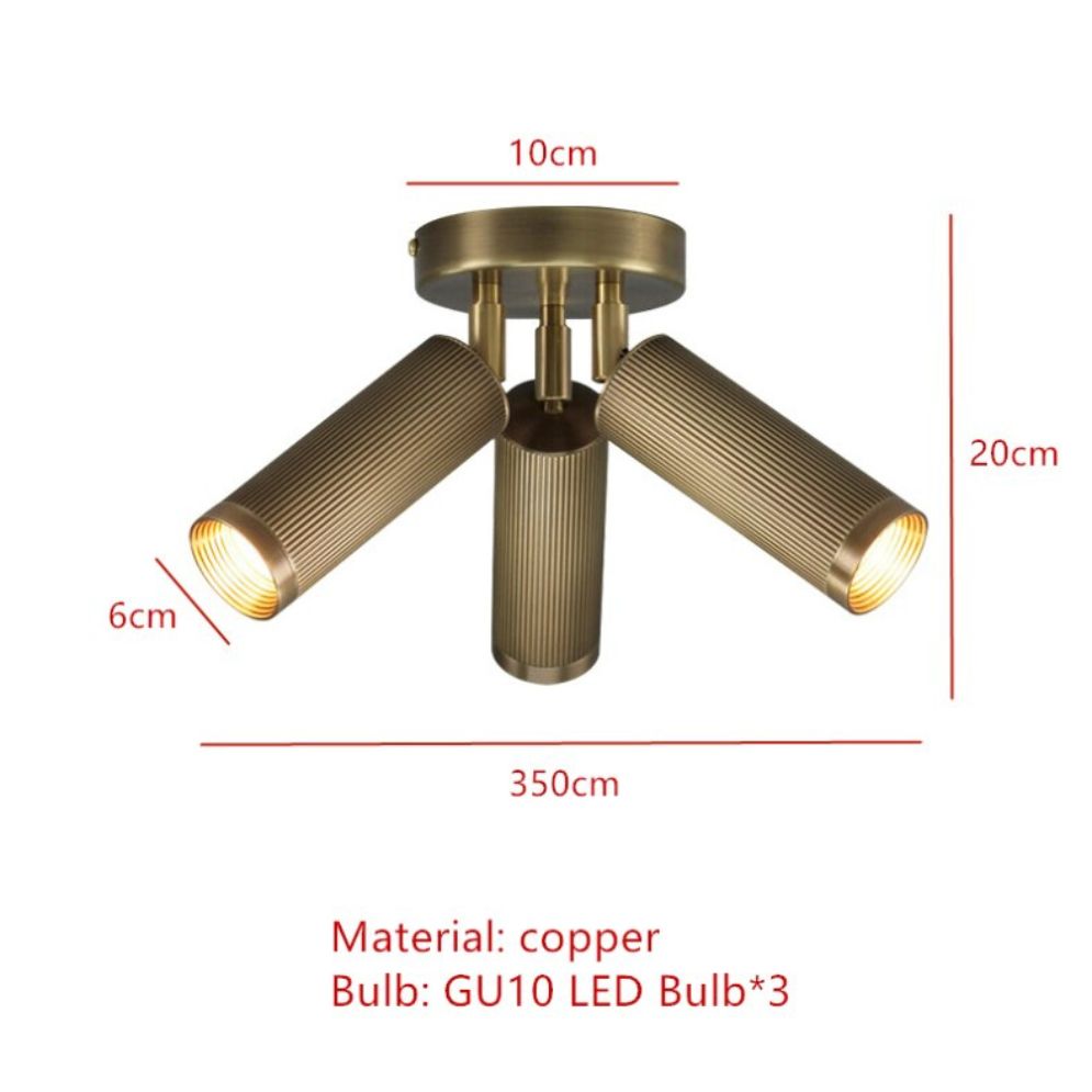 Spot de Plafond en Cuivre Long Tube Pivotant Encastré led