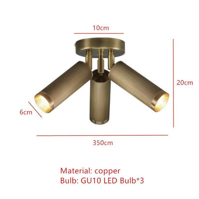 Spot de Plafond en Cuivre Long Tube Pivotant Encastré led