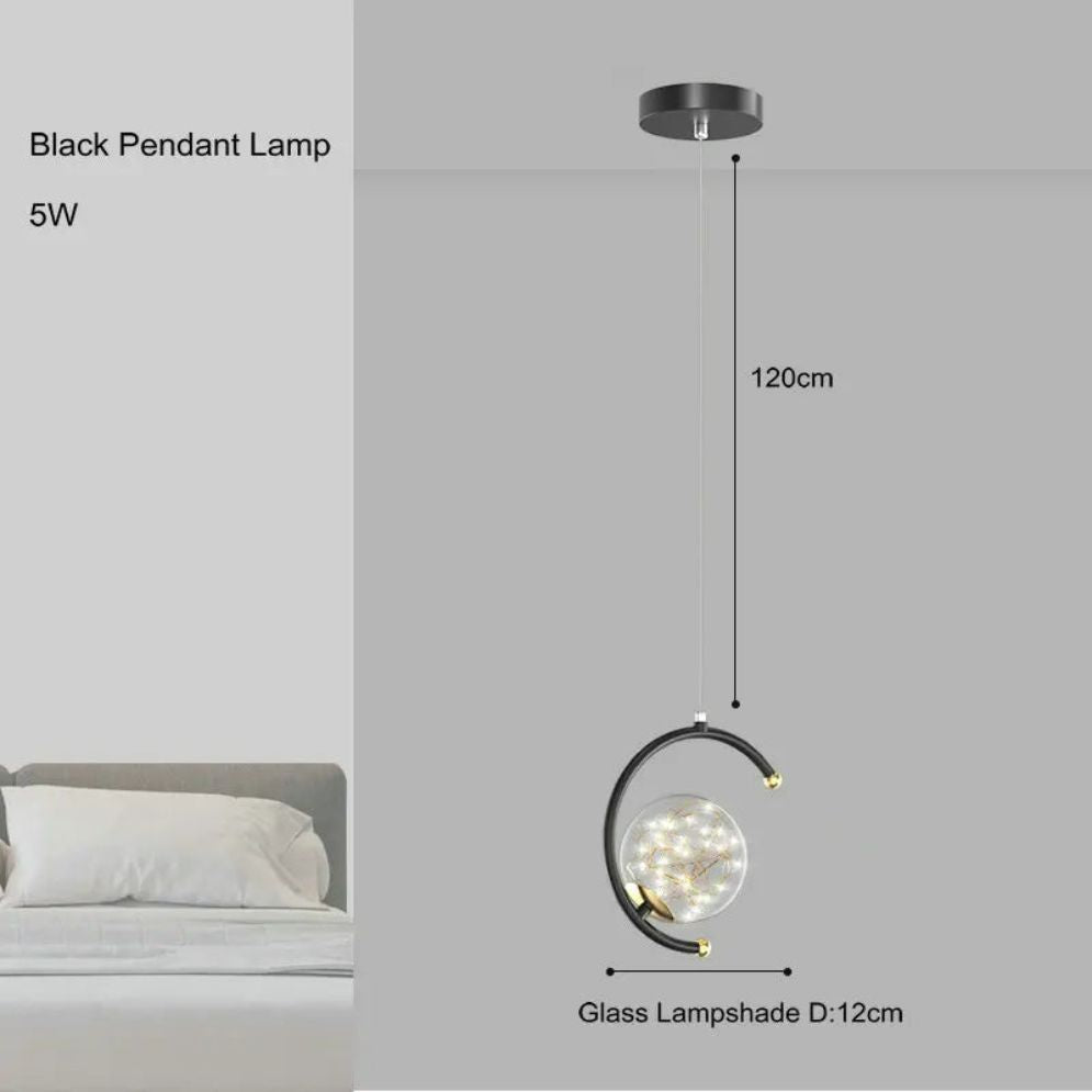 Suspension Boule de Verre Chambre Chevet Lampe Suspendue - Lumiine
