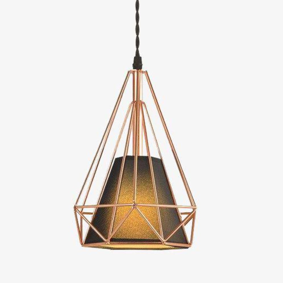Suspension Cage Diamant Vintage Rose ou Noir - Lumiine