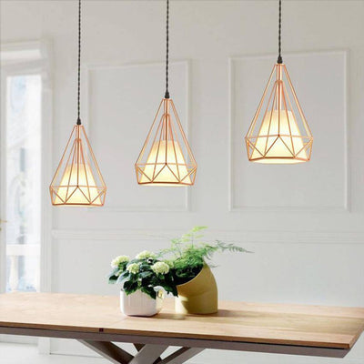 Suspension Cage Diamant Vintage Rose ou Noir - Lumiine