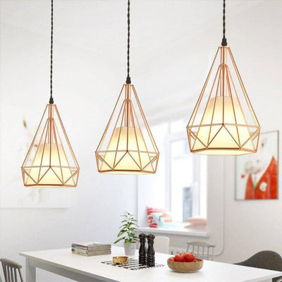 Suspension Cage Diamant Vintage Rose ou Noir - Lumiine
