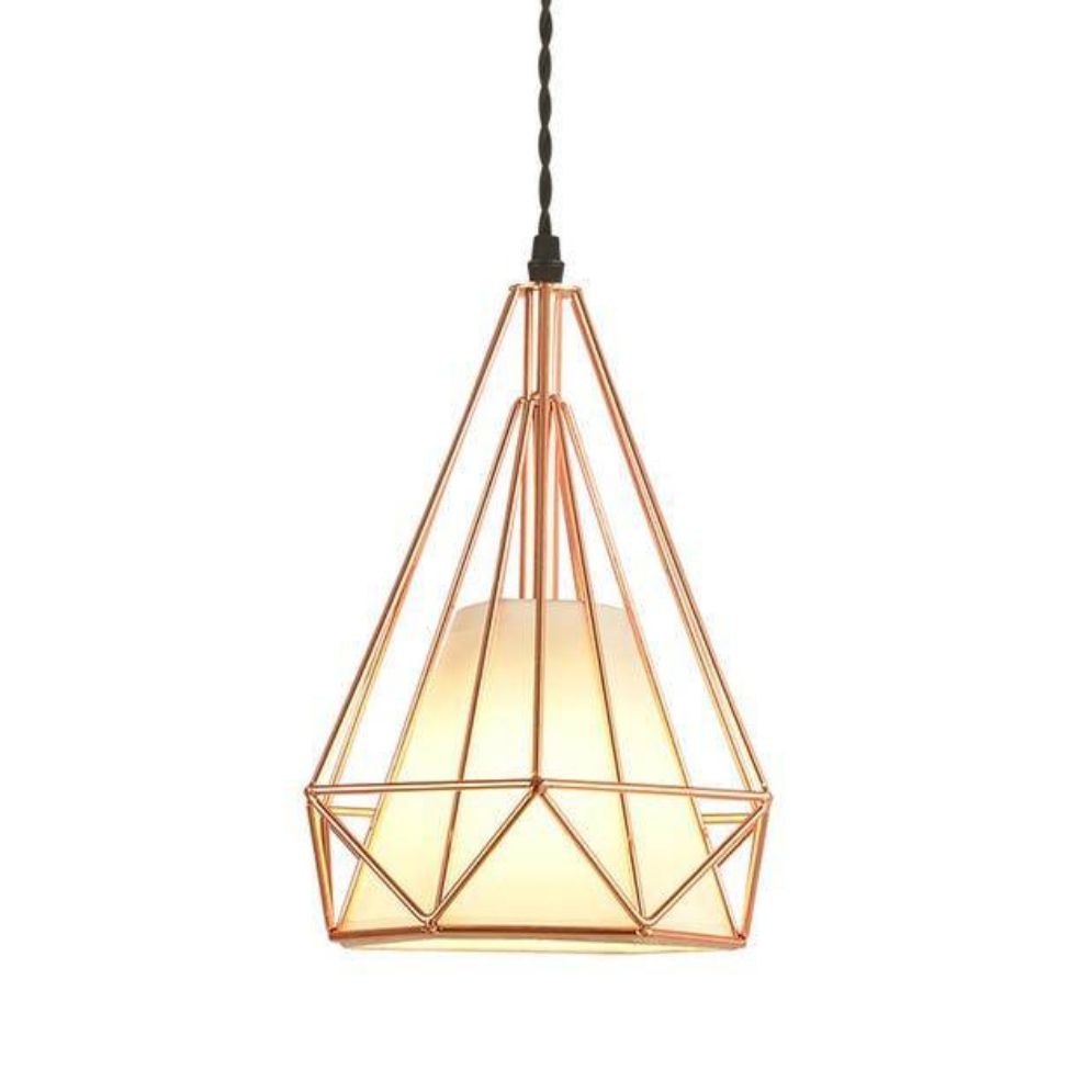 Suspension Cage Diamant Vintage Rose ou Noir - Lumiine