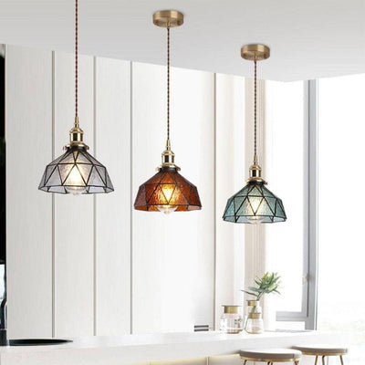 Suspension Design à LED avec Abat-Jour en Verre Rétro - Lumiine