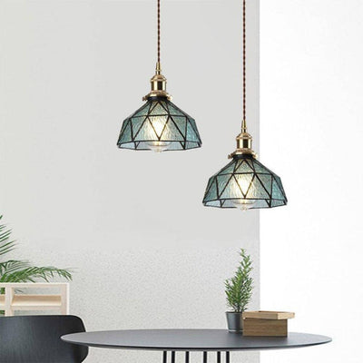 Suspension Design à LED avec Abat-Jour en Verre Rétro - Lumiine