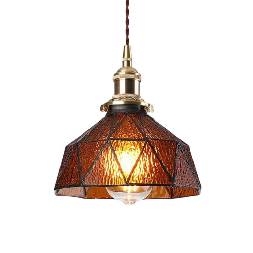 Suspension Design à LED avec Abat-Jour en Verre Rétro - Lumiine