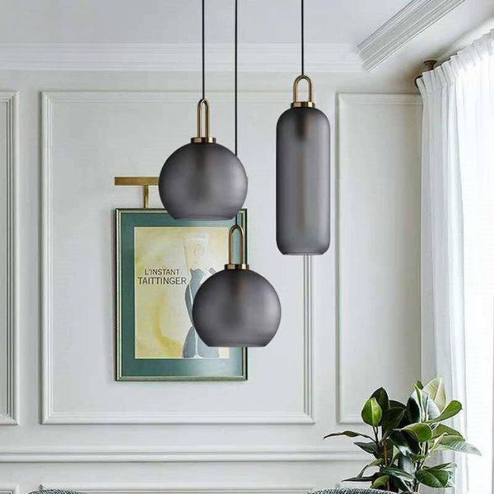 Suspension Design à Led avec Boule en Pierre de Verre Lofty - Lumiine