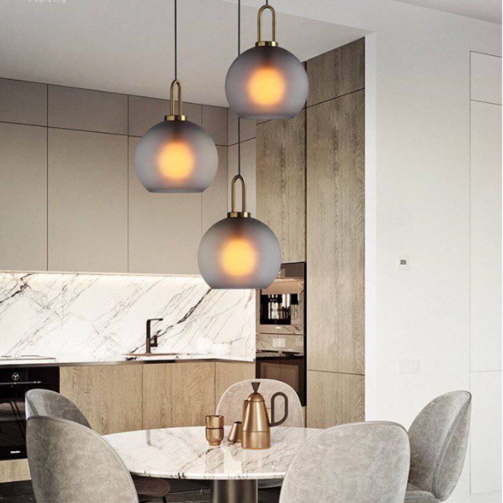 Suspension Design à Led avec Boule en Pierre de Verre Lofty - Lumiine