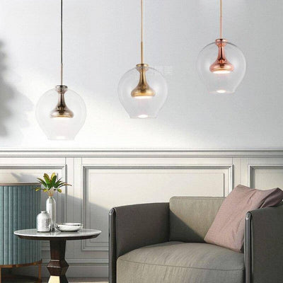 Suspension Design à Led en Métal Doré Boules en Verre Loft - Lumiine
