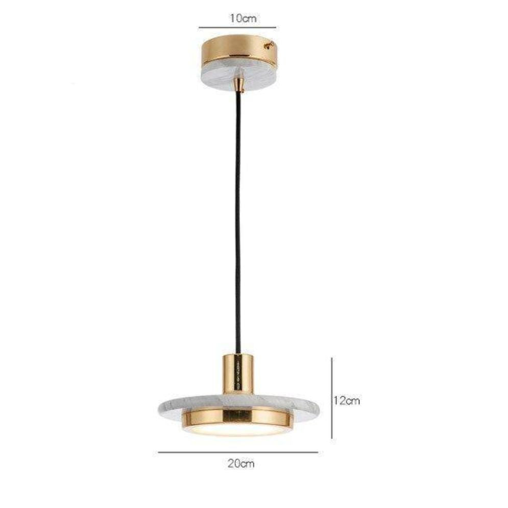 Suspension Design avec Abat-Jour Plat en Marbre Gianna - Lumiine