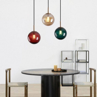 Suspension Design Boule Verre Fumé Coloré - Lumiine