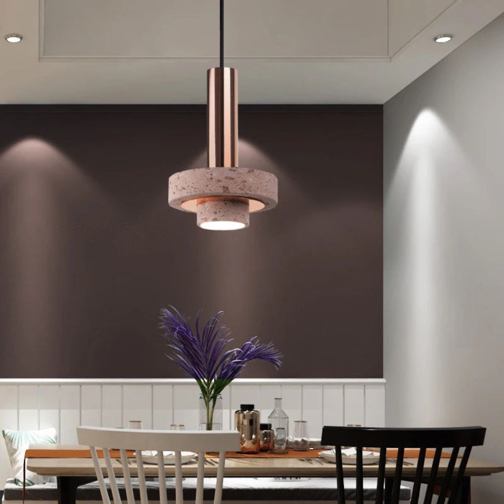 Suspension Design Cylindrique en Terrazzo Led - Lumiine