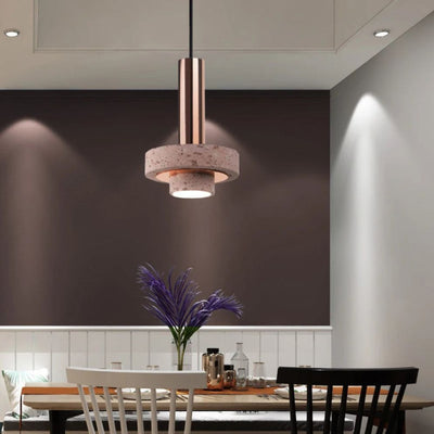 Suspension Design Cylindrique en Terrazzo Led - Lumiine