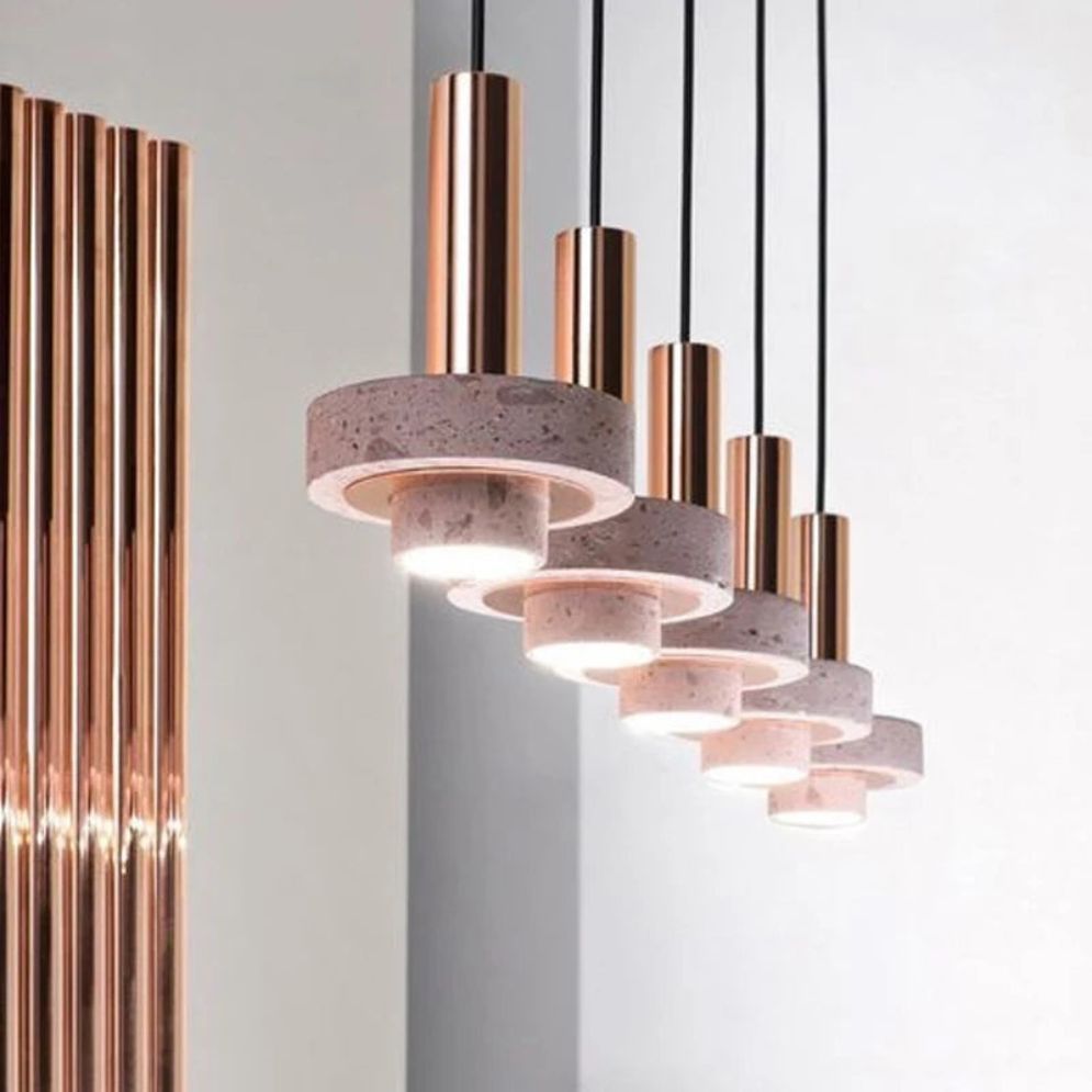 Suspension Design Cylindrique en Terrazzo Led - Lumiine