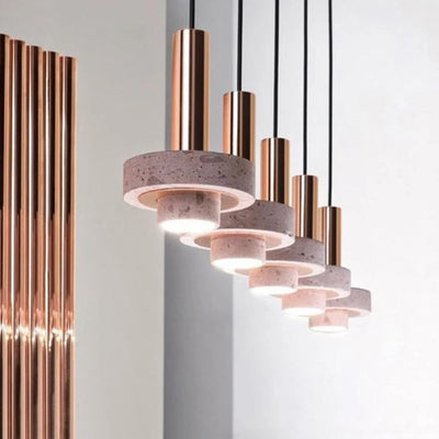 Suspension Design Cylindrique en Terrazzo Led - Lumiine