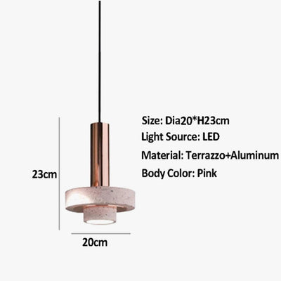 Suspension Design Cylindrique en Terrazzo Led - Lumiine
