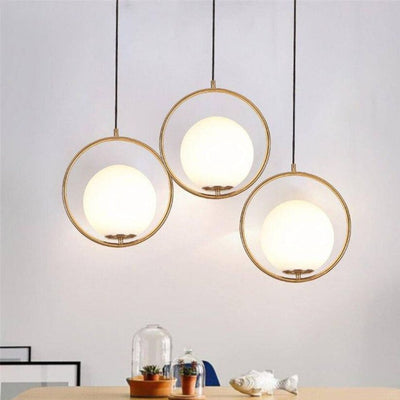 Suspension Design Dorée Led avec Anneau en Verre Luxury - Lumiine
