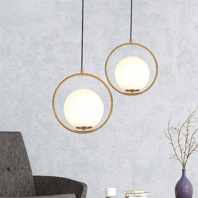 Suspension Design Dorée Led avec Anneau en Verre Luxury - Lumiine
