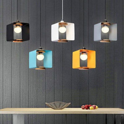 Suspension Design en Métal Cube Style Loft - Lumiine