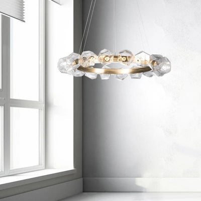 Suspension Design en Verre Style Pierres Semi-Précieuses Nemy - Lumiine