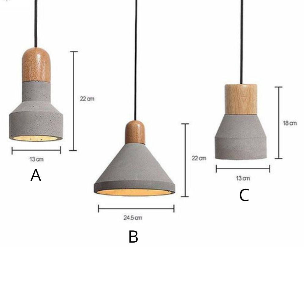 Suspension Design LED avec Abat-jour en Ciment - Lumiine