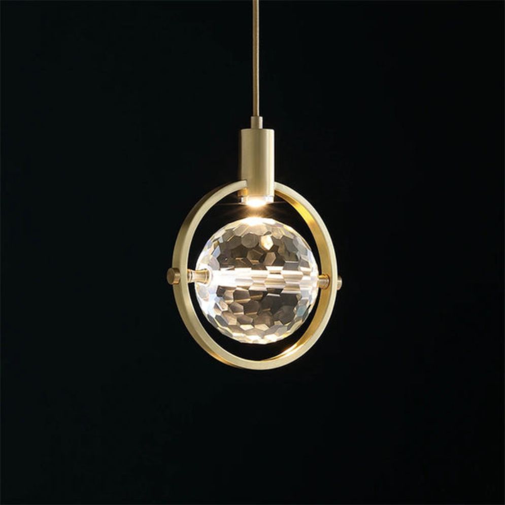 Suspension Design Led Dorée en Verre Cristal Luxury - Lumiine
