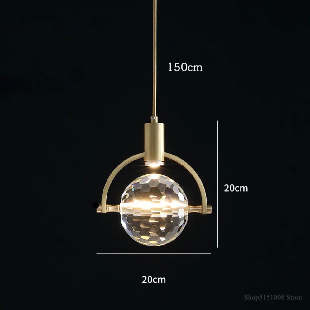 Suspension Design Led Dorée en Verre Cristal Luxury - Lumiine