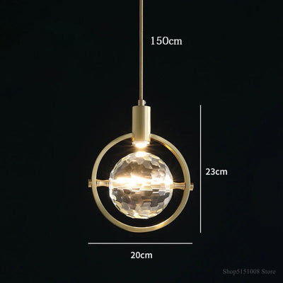 Suspension Design Led Dorée en Verre Cristal Luxury