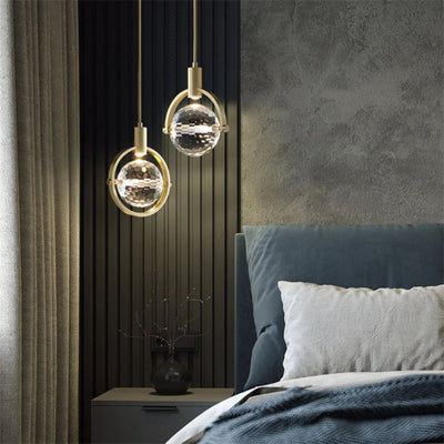 Suspension Design Led Dorée en Verre Cristal Luxury